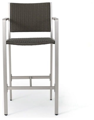 GDF Studio 5-Piece Coral Bay Outdoor Gray Wicker Bar Set, Wicker