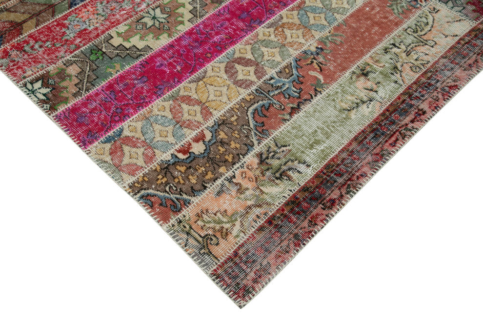 Rug N Carpet - Handwoven Anatolian 6' 8" x 10' 1" Wool Patchwork Area Rug