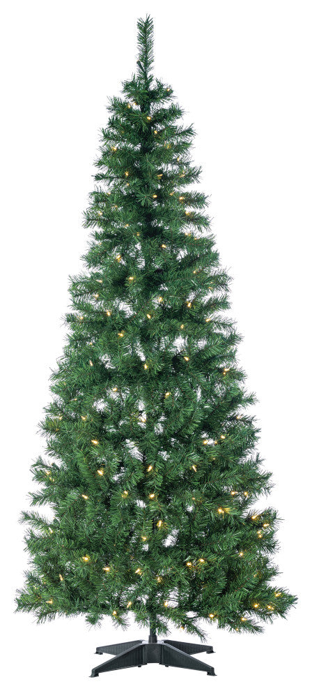 6' High Pop Up Pre-Lit Green PVC Fir Tree With Warm White Lights