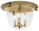 Classic Flush Mount Bell Lantern with Clear Glass, Rubbed Brass