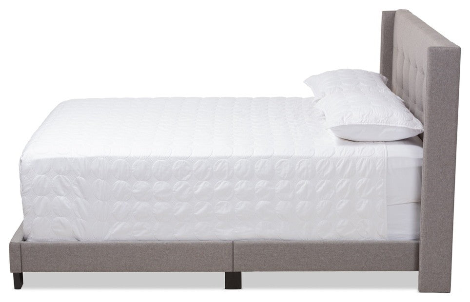 Modern Gray Fabric Upholstered Queen Size Bed
