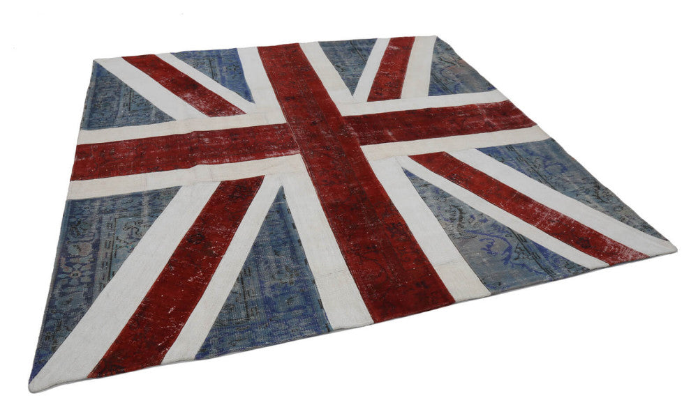 Rug N Carpet - Handmade Anatolian 8' 7'' x 8' 7'' Flag Patchwork Rug