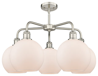 Athens 5-Light 26" Stem Chandelier, Satin Nickel, Matte White