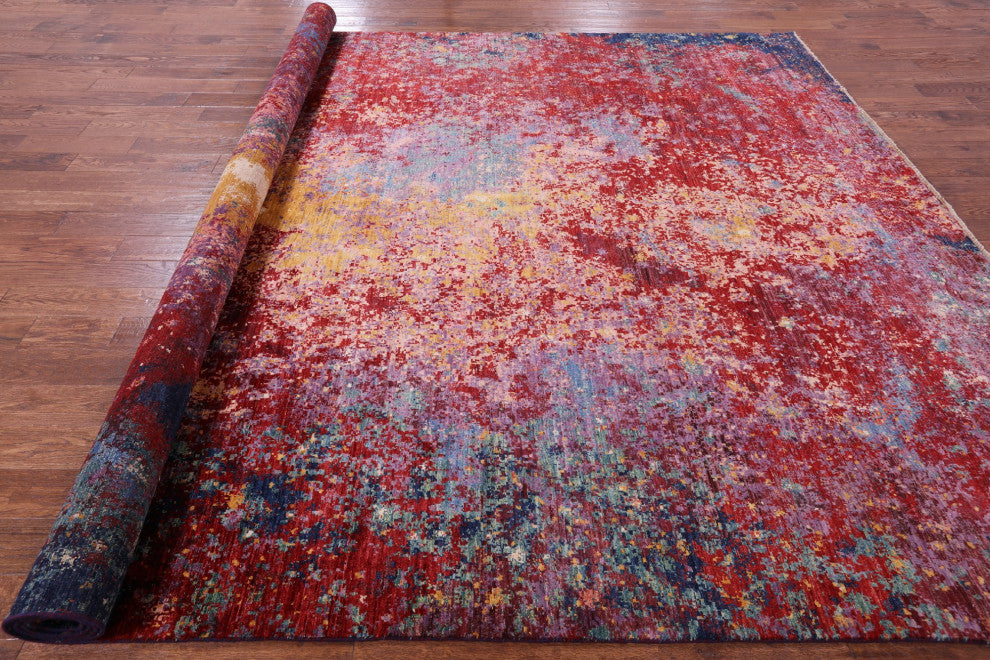 9' 9" X 13' 7" Modern Hand Knotted Wool Rug Q9752