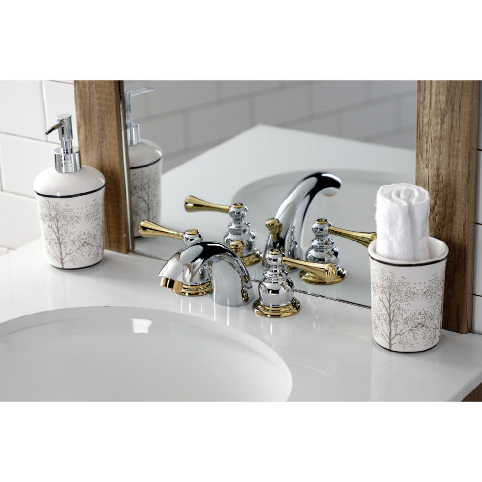 Kingston Brass KB944BL Widespread Bathroom Faucet, Chrome /Polished Brass