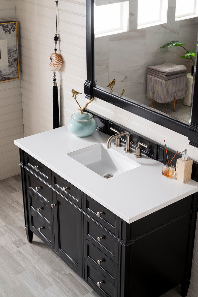 Brittany 48" Black Onyx Single Vanity, White Zeus Quartz