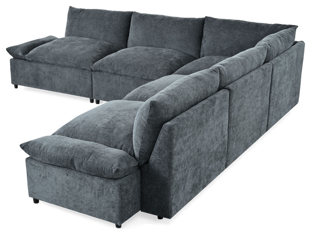 GDF Studio Modern Upholstered Storage Modular Sectional Sofa, Dark Gray