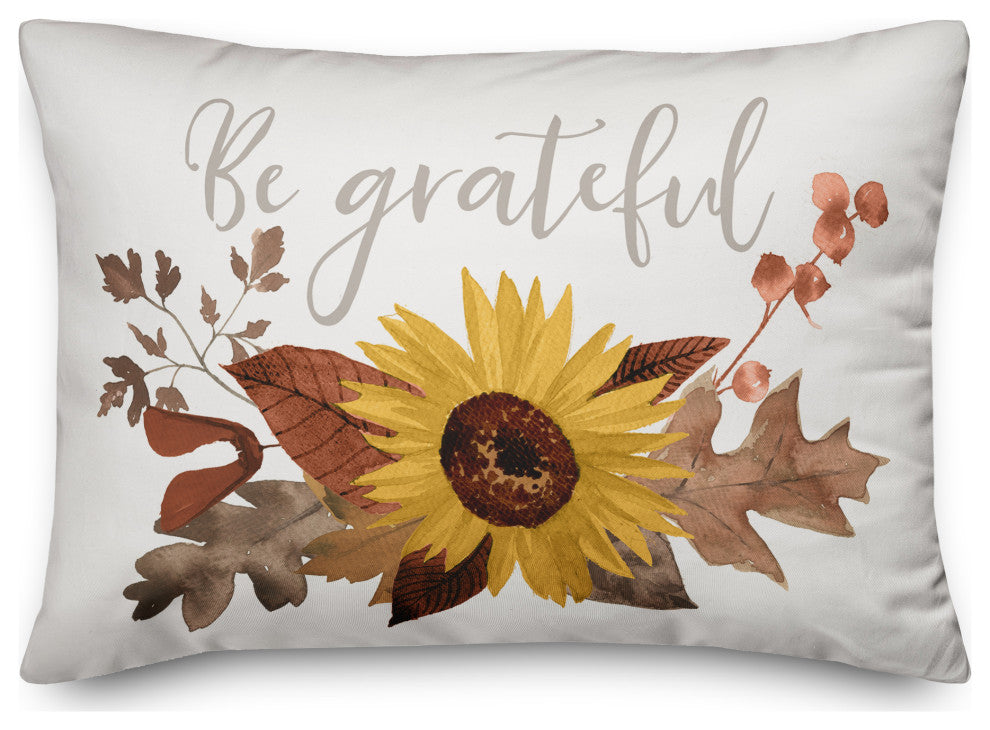 Be Grateful Fall Floral 14x20 Spun Poly Pillow