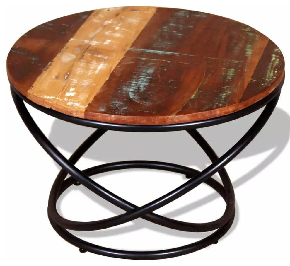 vidaXL Coffee Table Round End Table Accent Sofa Table Solid Wood Reclaimed
