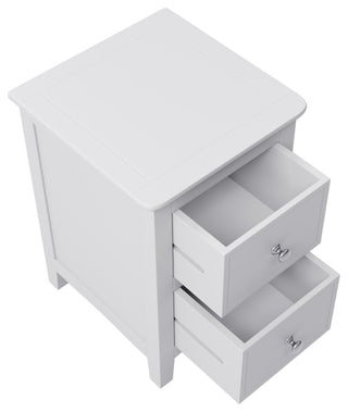 Gewnee 2 Drawers Solid Wood Nightstand End Table, White