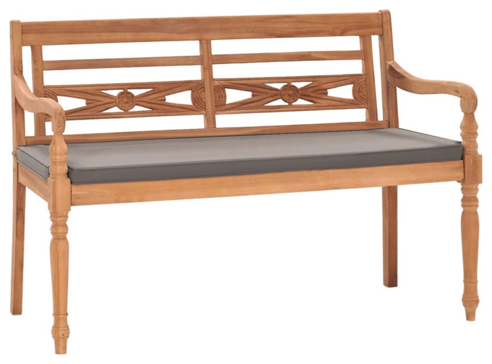 vidaXL Batavia Bench With Dark Gray Cushion 47.2" Solid Teak Wood