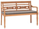 vidaXL Batavia Bench With Dark Gray Cushion 47.2" Solid Teak Wood