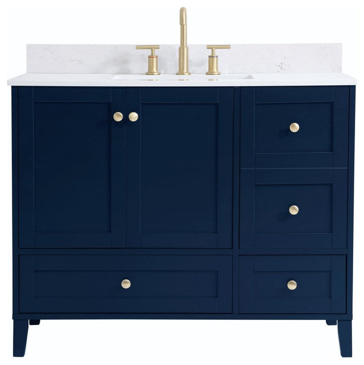 Sadie 42" Single Bathroom Vanity, Blue With Backsplash