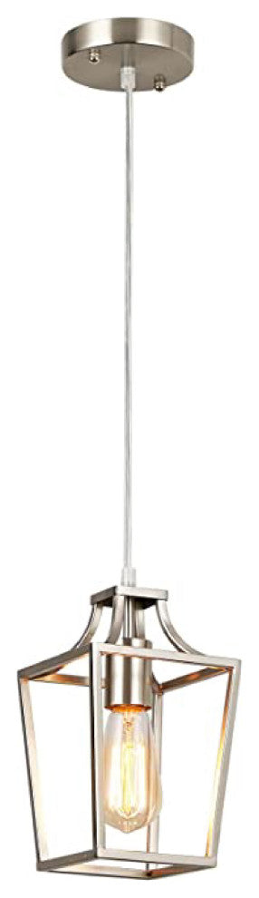 Brushed Nickel island pendant lights kitchen 1 Light lantern Modern bulb fixture