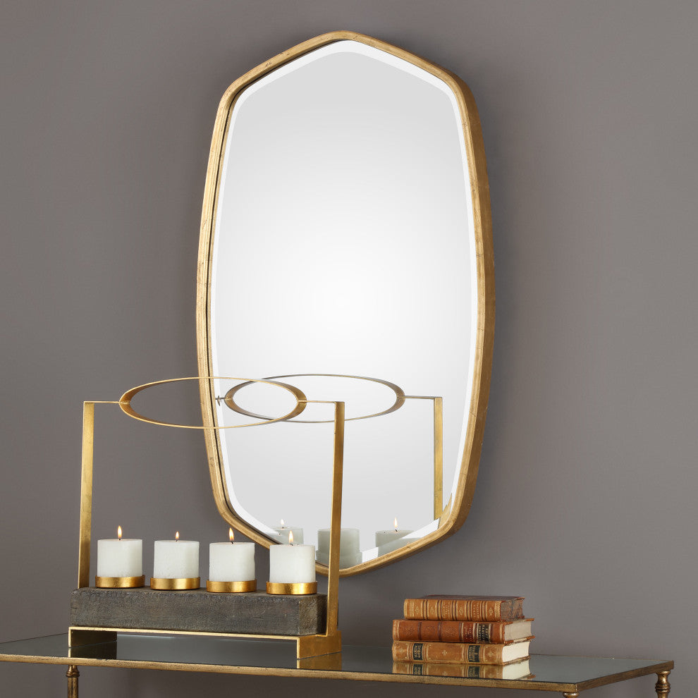 Uttermost Duronia MDF Wood and Metal Decorative Mirror in Antiqued Gold