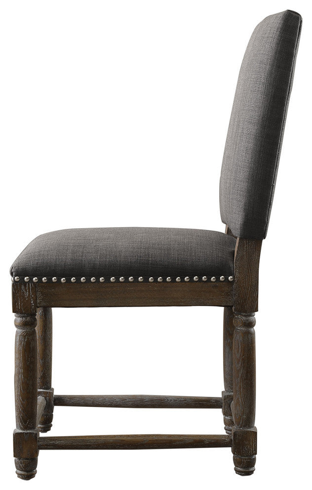 Cirque Rustic Farmhouse Dining Table, Gray, Dining Chair, (Set of 2)