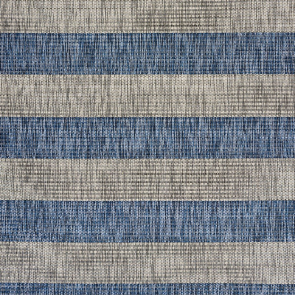 8' X 10' Blue And Gray Striped Indoor Outdoor Area Rug