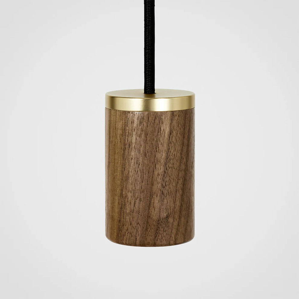 Large canopy white & walnut, brass grip with 9 walnut pendants & 9 Voronoi II US