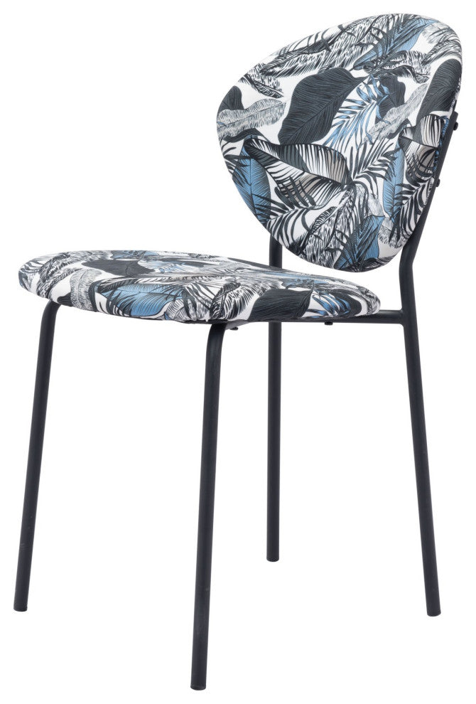 Side Dining Chair, Set of 2, Steel Metal, Fabric, Black, Bar Kitchen Pub Bistro
