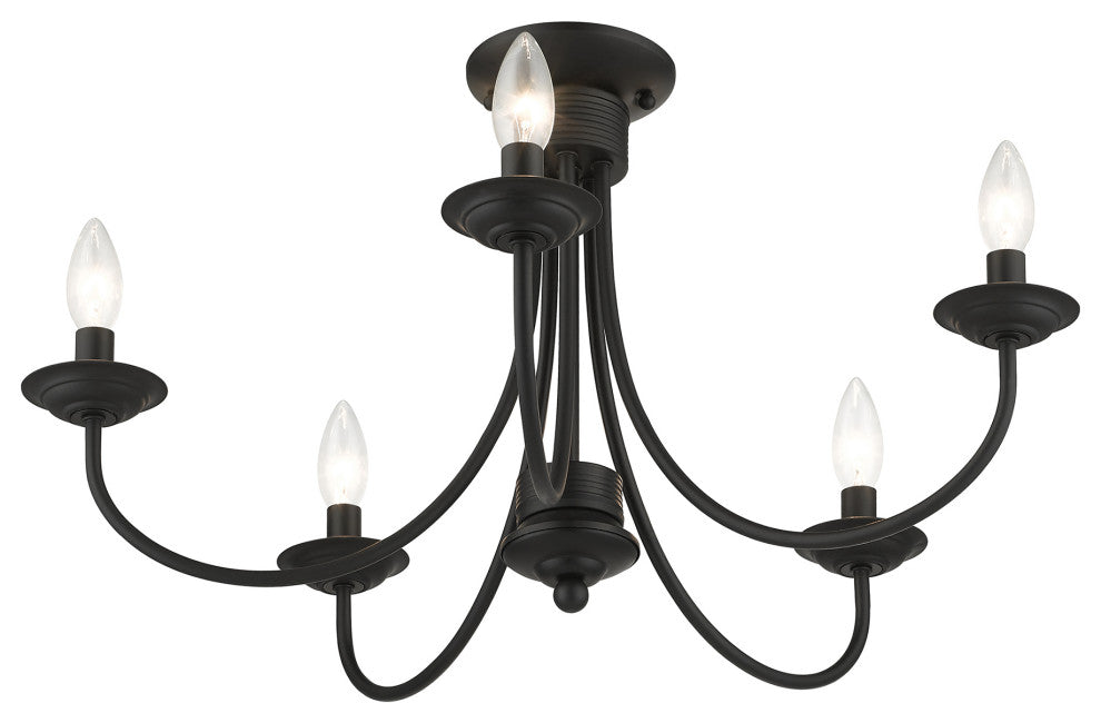 Livex Lighting Estate 5-Light Black Large Semi-Flush