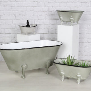 Lavande Metal Fleur-de-Lis Mini Tub Decor - Gray