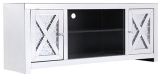 Elegant Decor Modern 2 Door 59" Clear Crystal Mirrored TV Stand