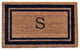 Dark Blue Border 18"x30" Monogram Doormat, Letter S