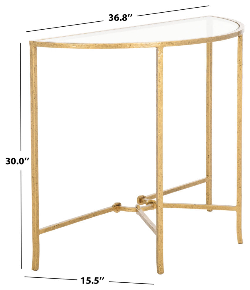 Safavieh Couture Tauri Metal Console Table, Brass/Clear