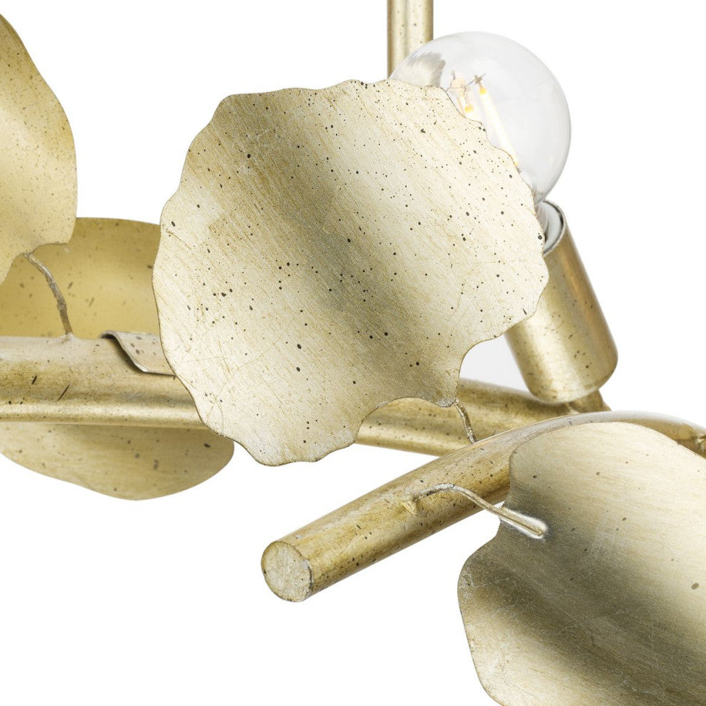 Laurel Collection 7-Light Island Linear Chandelier Light, Gilded Silver