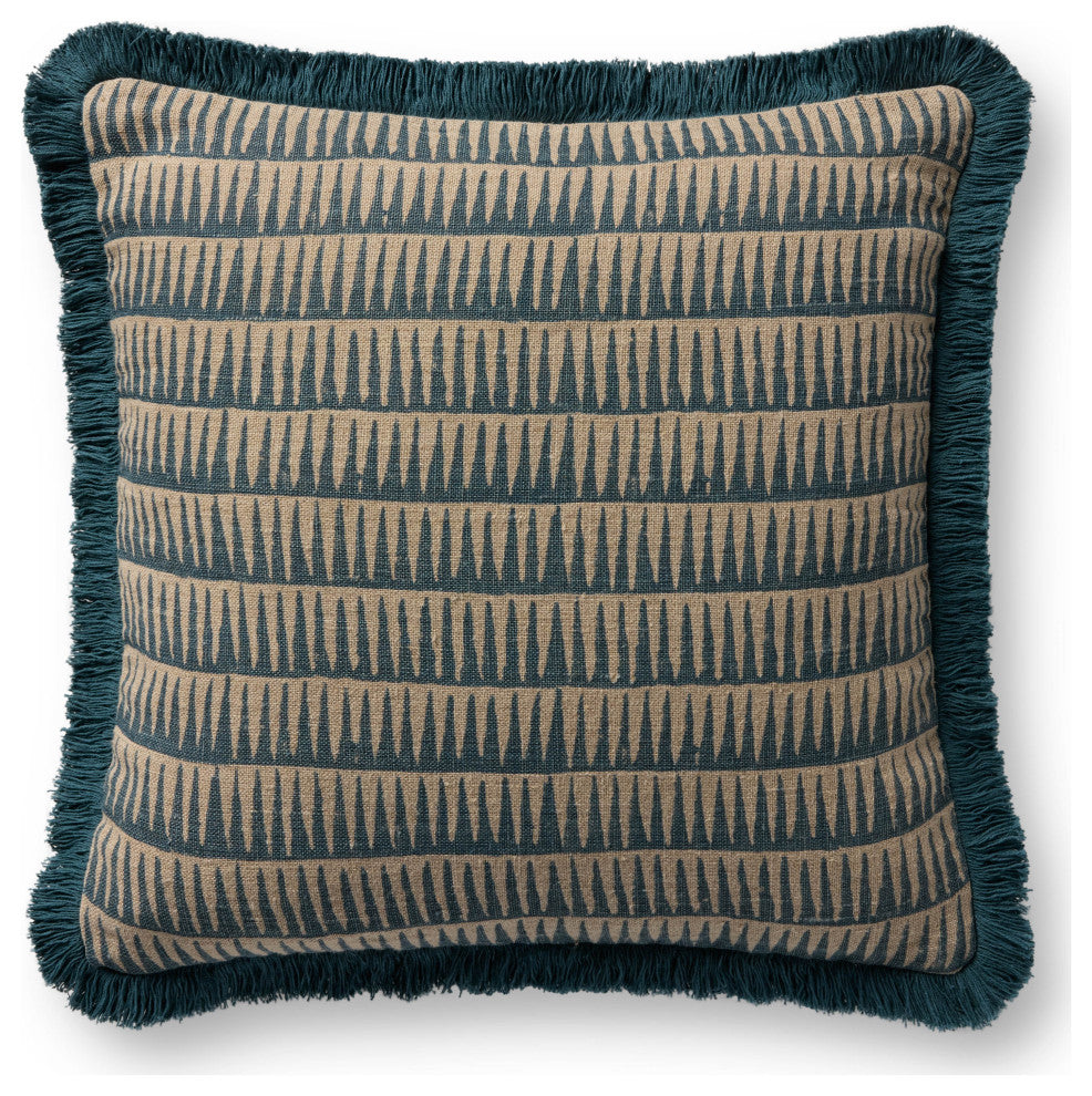 Loloi PLL0202 Natural / Blue 18'' x 18'' Cover WithPoly