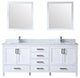 80" Double Vanity With Carrera Marble Top, Sinks, 30" Mirrors