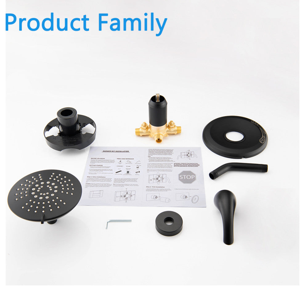 5-Spray High Pressure Shower Set With Rough-in Valve, Matte Black