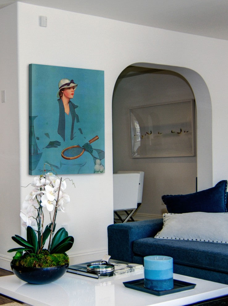 "Tennis in Blue" Painting Print on Canvas by Penrhyn Stanlaws