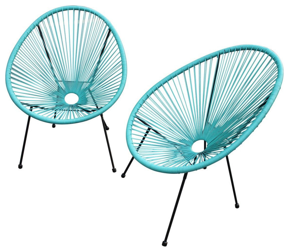 Set of Two Teal Mod Indoor Outdoor String Chairs