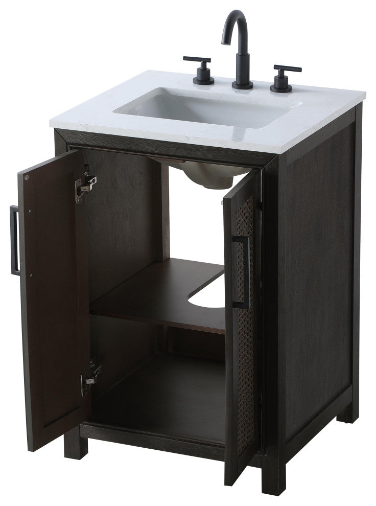 Home Living 24" Single Bathroom Vanity, Chocolate Oak