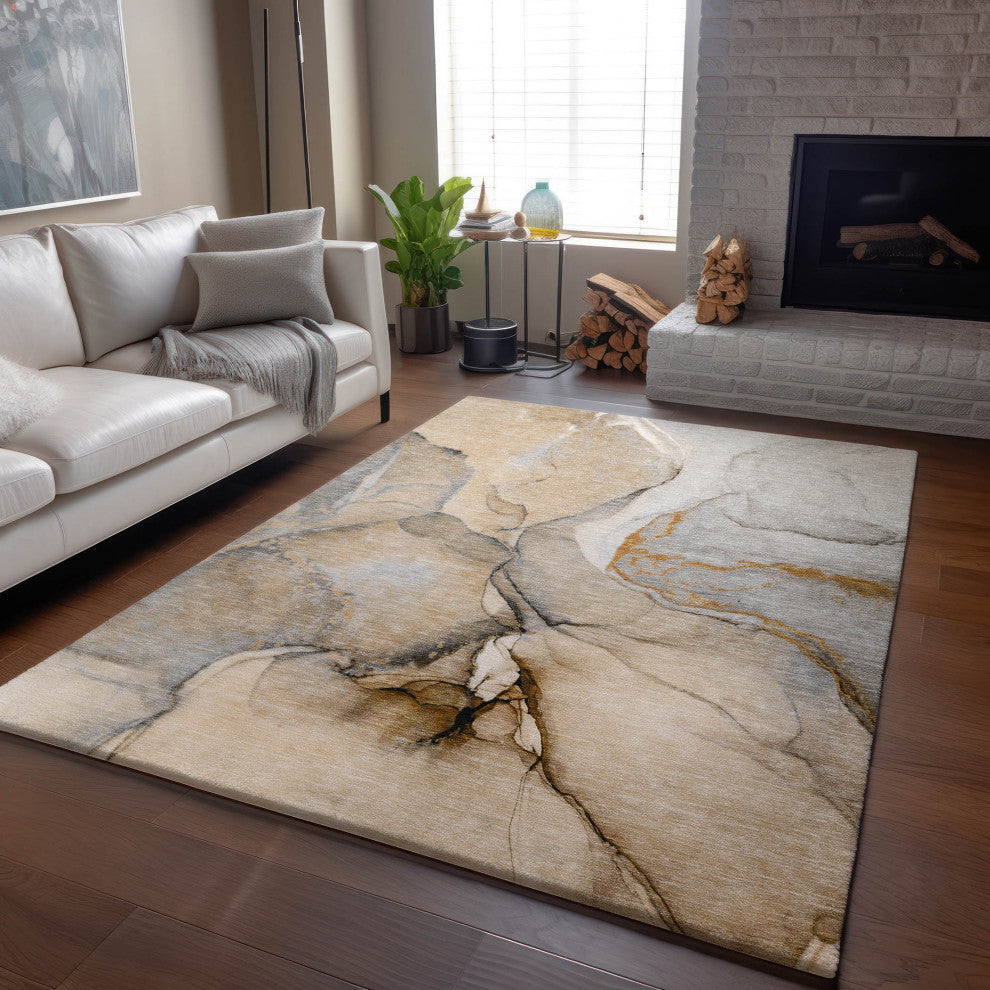 Premium Machine Washable Mayfield AMF506 Beige 8' x 10' Rug