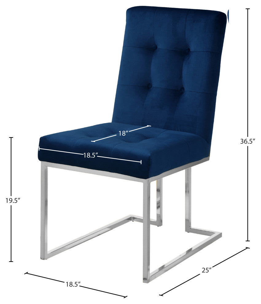 Alexis Velvet Upholstered Dining Chair (Set of 2), Navy