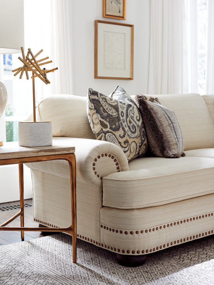 Menlo Park Metal End Table With Stone Top