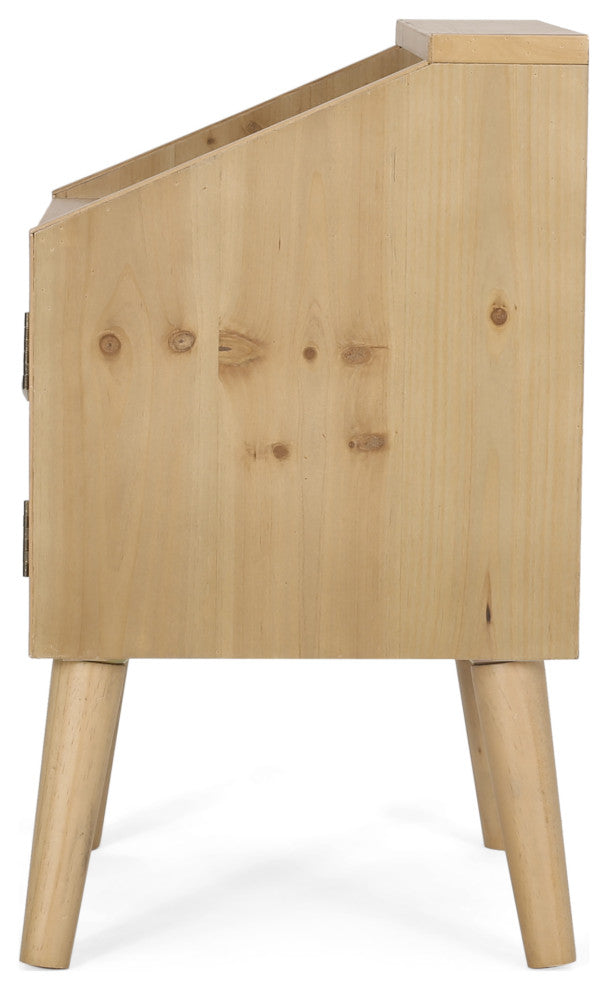Barrere Contemporary End Table with Hutch, Natural and White