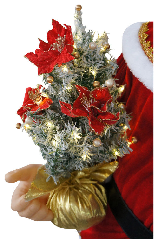 58" Dancing Santa Claus With Prelit Christmas Tree and Wrapped Gifts