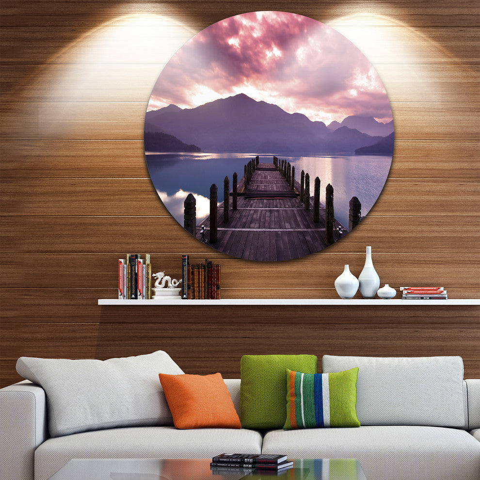 Beautiful Spring Sea At Morning, Photo Round Wall Art, 23"