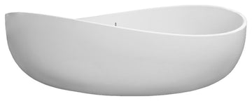 CastelloUSA Newport 71" Solid Surface Stone Resin Freestanding Bathtub, White