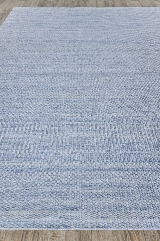 Loro Indoor/Outdoor Handmade Flatwoven PET yarn Light Blue Area Rug, 10'x14'
