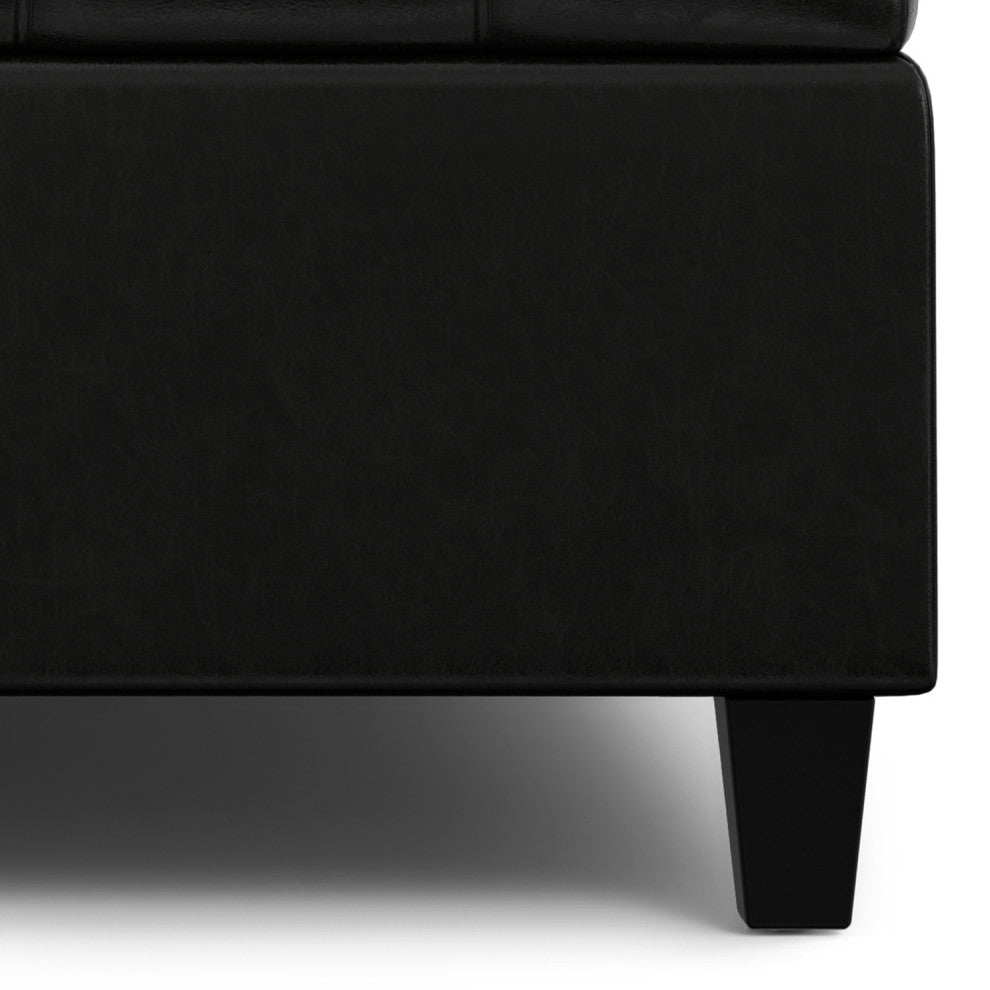Harrison Large Square Coffee Table Storage Ottoman, Midnight Black