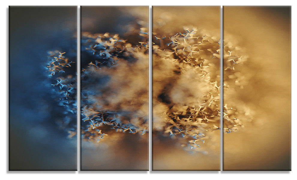 Large Macro Prickly Texture Brown, Abstract Canvas Wall Art, 48"x28", 4 Panels