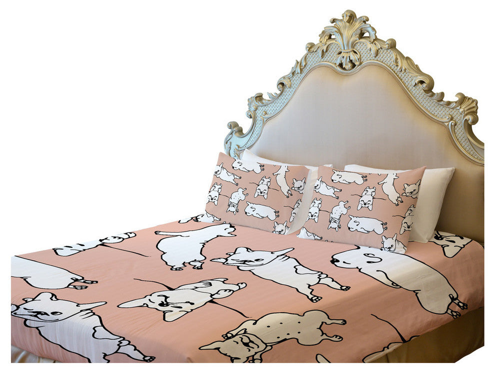 Sleepy Puppies, Peach Multi Lightweight King Duvet Cover