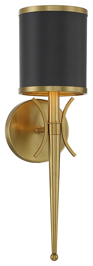Quincy 1-Light Wall Sconce, Matte Black With Warm Brass Accents