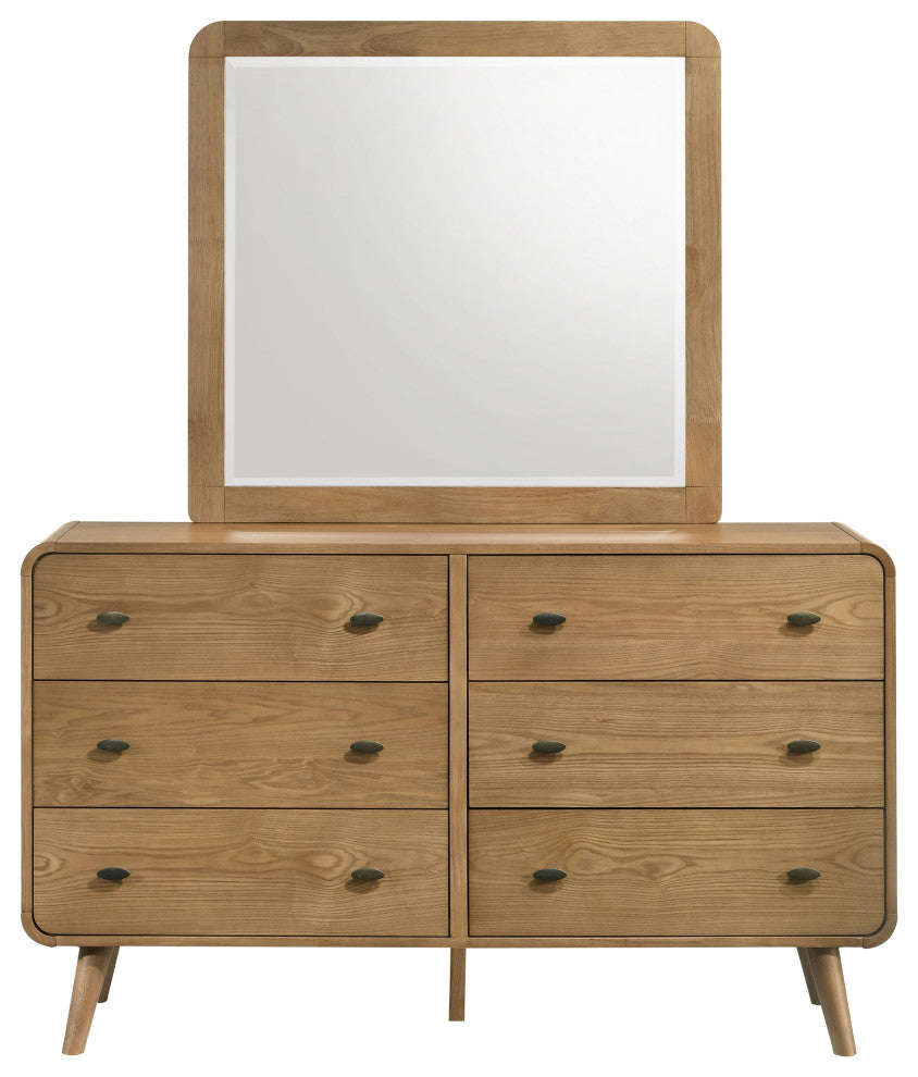Robyn 6-drawer Bedroom Dresser and Mirror Light Ash
