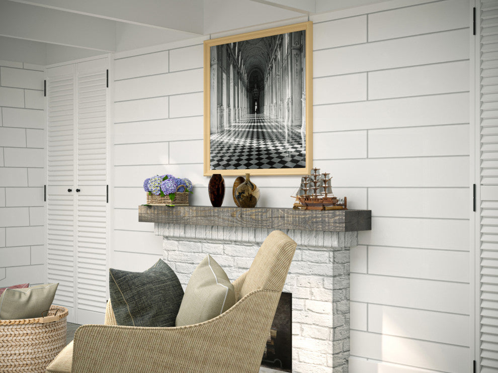 Solid Beam Fireplace Mantel Shelf, Ash Gray, 48"