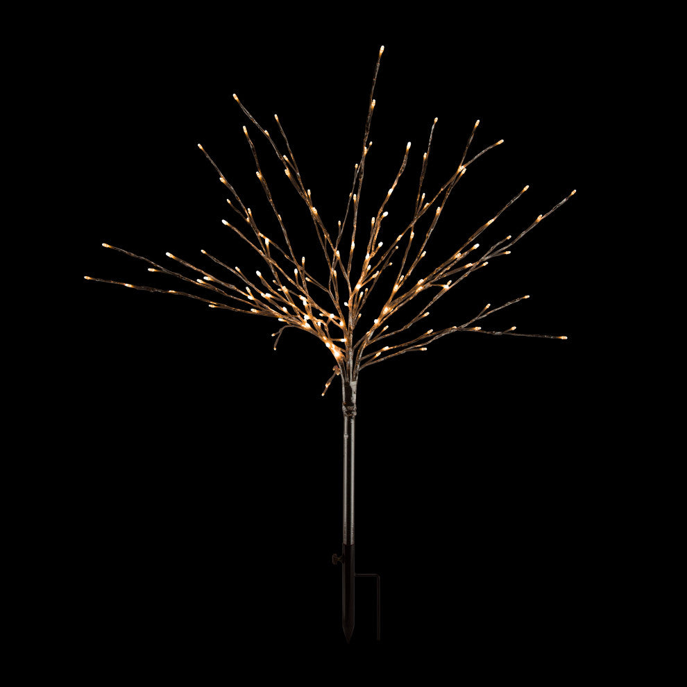 39"H Indoor/Outdoor Metallic Tree Stake Holiday Decoration with White LED Lights